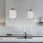 Candeeiros de cristal pendentes estilo nórdico minimalista, preto e cromado, conjunto de 2 peças