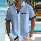 Camisa masculina manga curta respirável corte clássico
