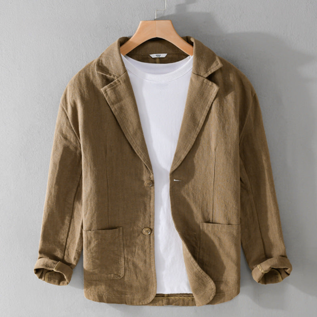 Blazer de linho homem pasvorm relaxado corte clássico