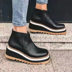Botas de couro ortopédicas femininas com sola antiderrapante