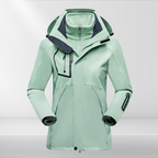 Casaco outdoor 3 em 1 para mulher, impermeável com forro fleece e capuz amovível