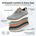 Sapato ortopédico masculino knit derby antiderrapante com suporte de arco