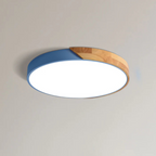 Candeeiro de teto LED design escandinavo com madeira natural, plafon moderno