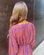 Vestido feminino maxi boho com estampa e decote V nó frontal