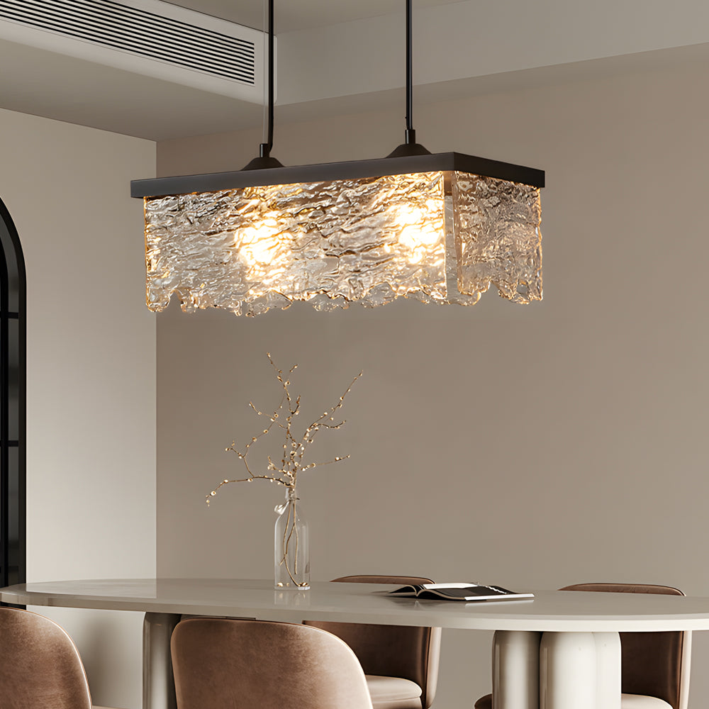 Lustre de teto em vidro e ferro preto com 3 temperaturas de cor, ideal para sala de jantar, casquilho E27
