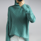Pullover gola alta caxemira mulher macio e quente