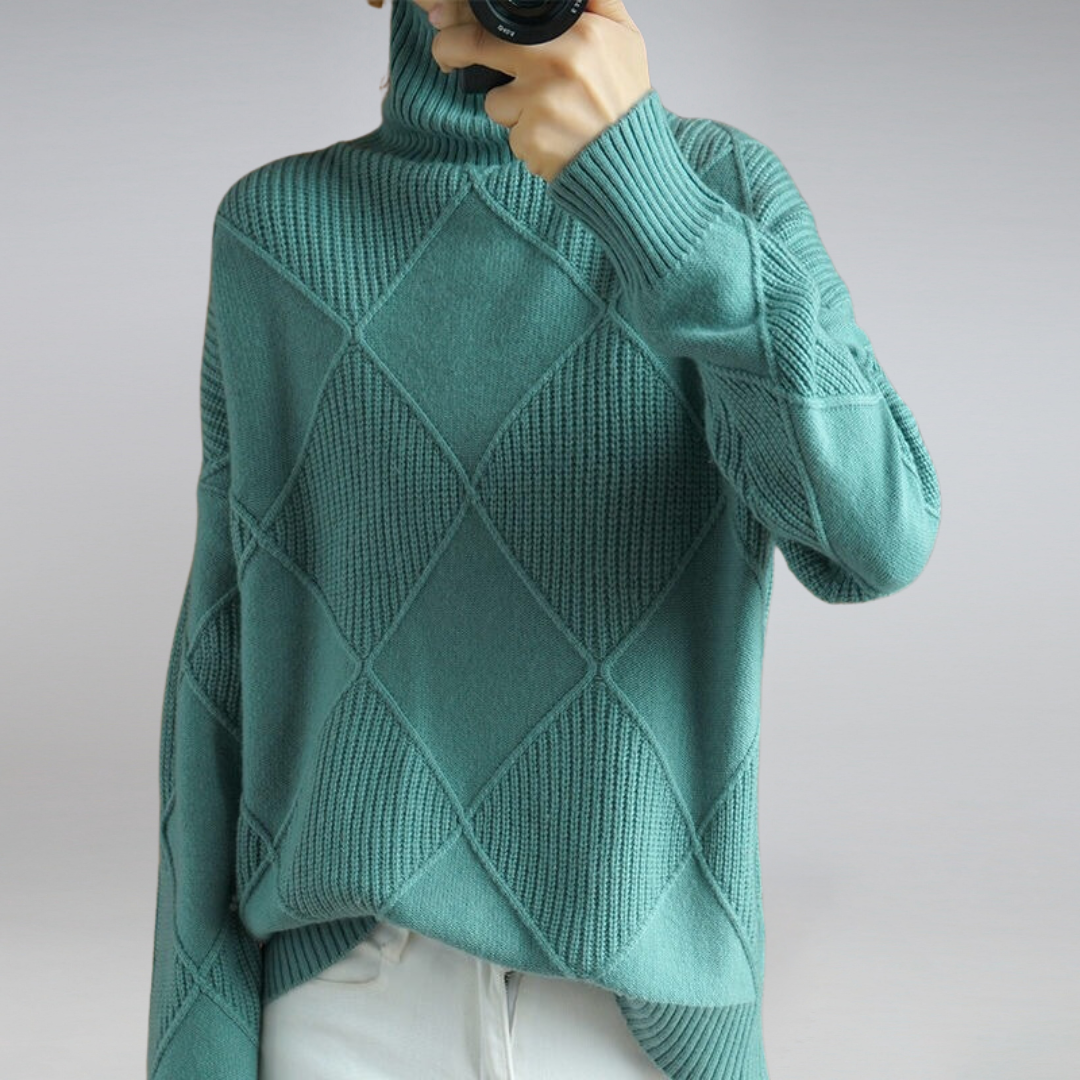Pullover gola alta caxemira mulher macio e quente