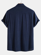 Conjunto masculino linho algodão 2 peças camisa e calça corte relaxado