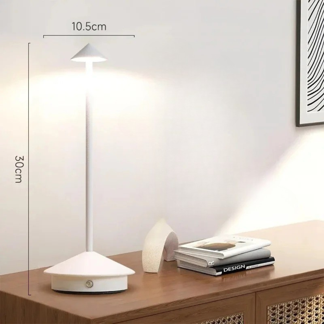 Candeeiro de mesa LED recarregável em alumínio com controlo tátil e 3 tons de luz