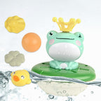 Brinquedo de banho fonte sapo elétrica para bebés, diversão na banheira