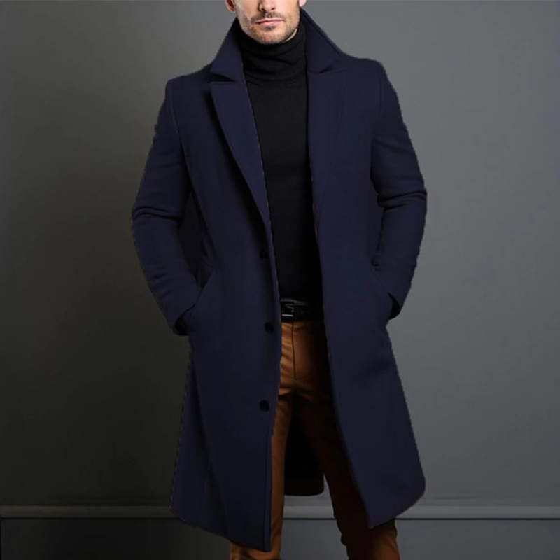 Casaco de lã masculino corte clássico quente para outono e inverno