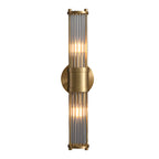 Candeeiro de parede moderno com vidro cilíndrico canelado em acabamento cromado e dourado, 1 ou 2 luzes