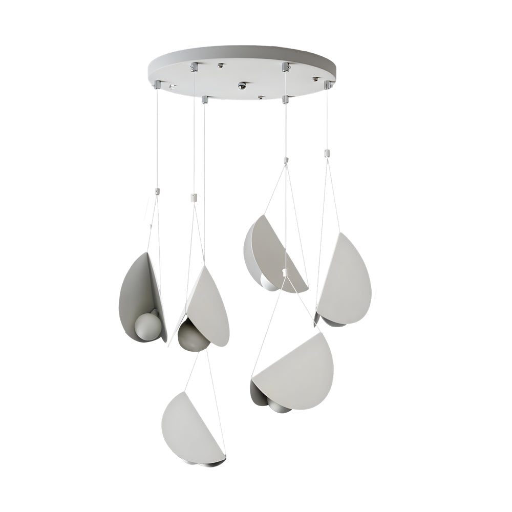 Candeeiro suspenso minimalista branco fosco em metal, design meia-lua, 1/3/6 luzes LED moderno