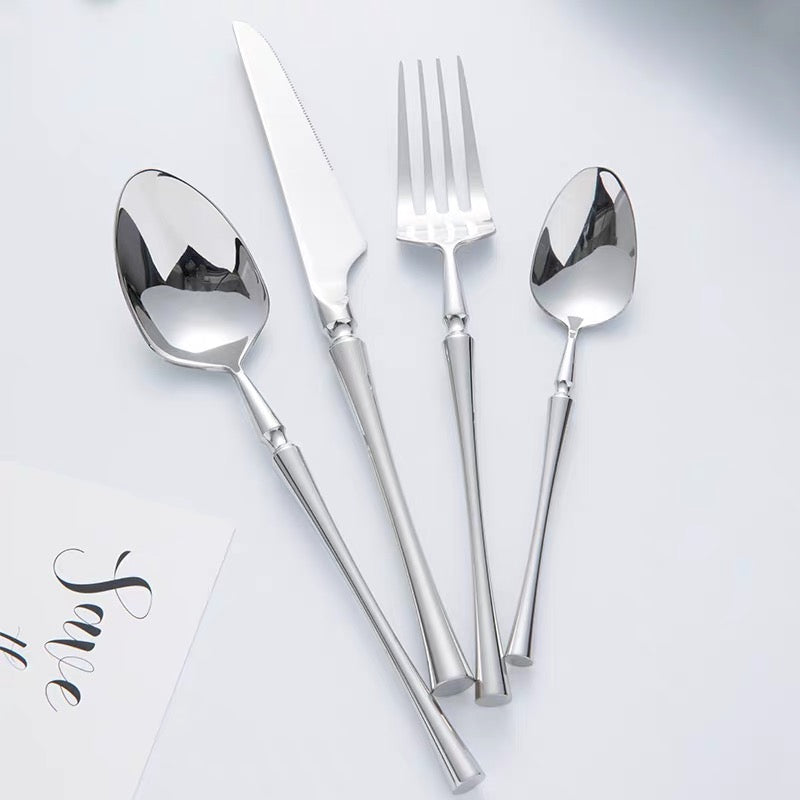 Conjunto de talheres em aço inoxidável 24 peças, elegante e resistente, várias cores
