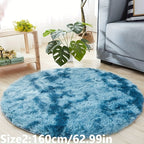 Tapete redondo pelúcia tie-dye macio e antiderrapante para sala ou quarto