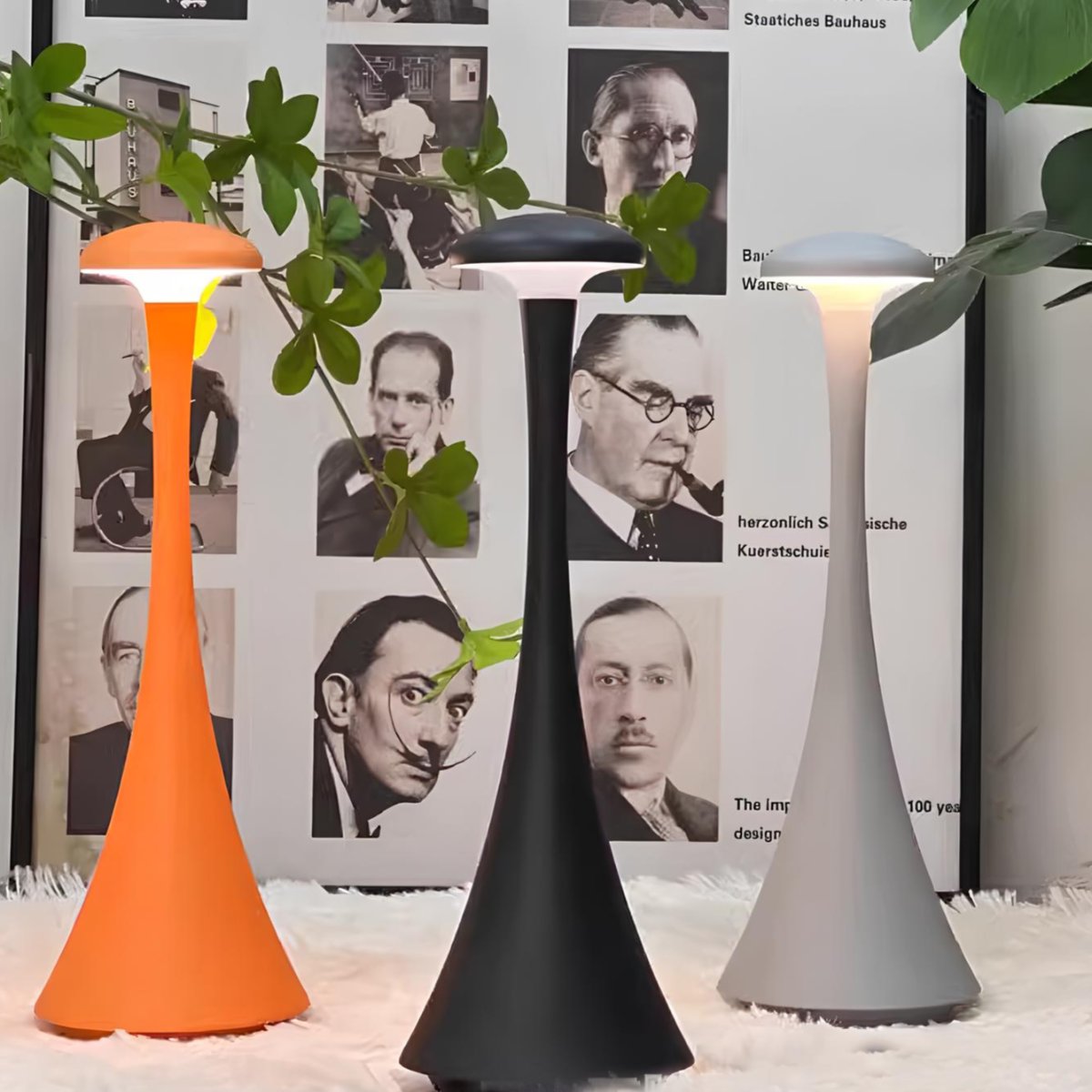 Candeeiro de mesa recarregável com toque sensitivo e luz regulável em alumínio