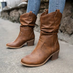 Botins ocidentais femininos Western com salto bloco até ao tornozelo