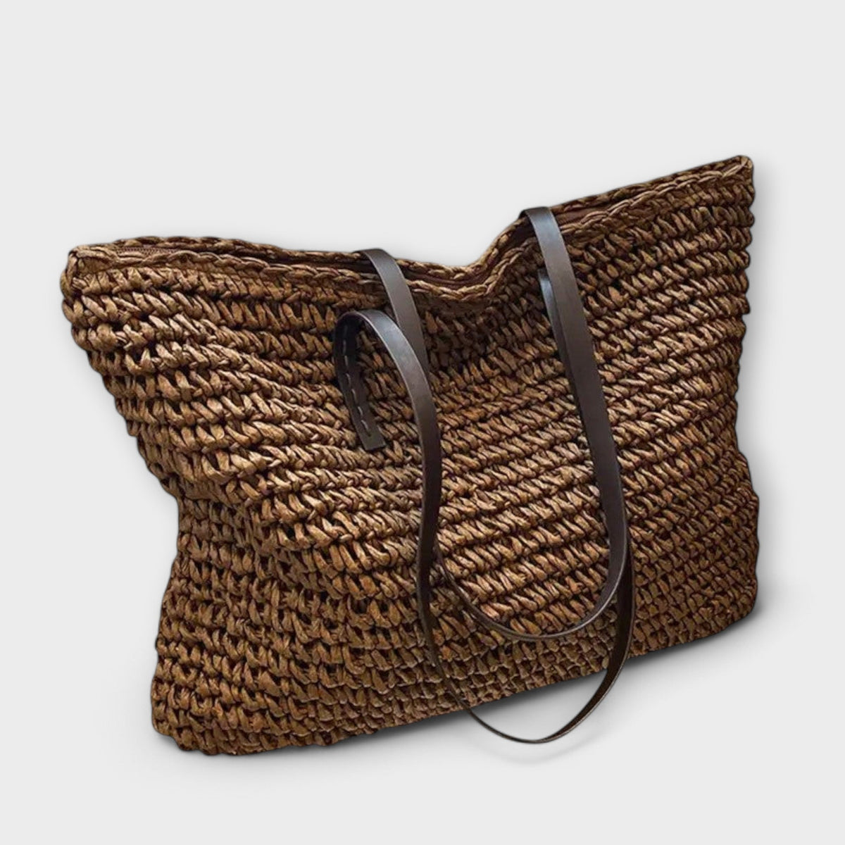 Bolsa de palha trançada feminina de ombro com alça firme