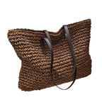 Mala tote tecida espaçosa e leve em design natural sustentável