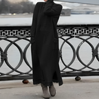 Vestido de inverno feminino malha midi com fenda lateral e bolsos