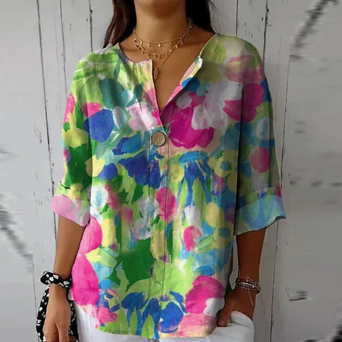 Blusa feminina casual versátil tecido suave fluído