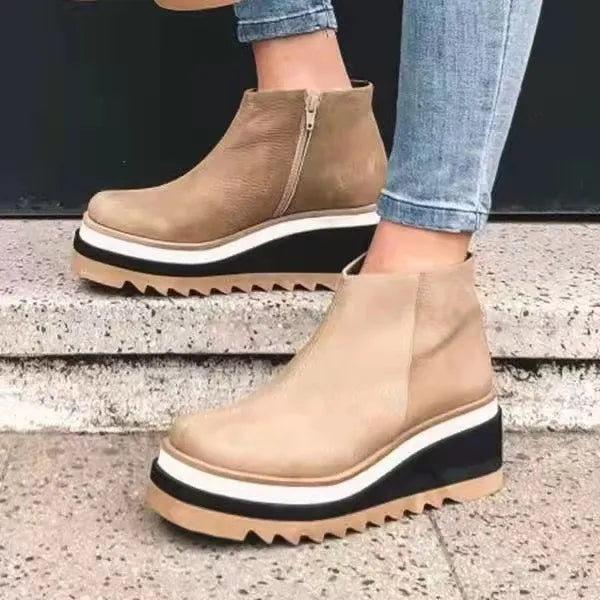 Botas de couro ortopédicas femininas com sola antiderrapante