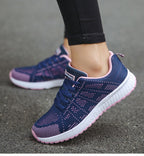 Sapatilhas ergonómicas femininas respiráveis com suporte plantar e sola estável