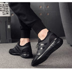 Sapatos ortopédicos masculinos de couro com suporte de arco e amortecimento em gel