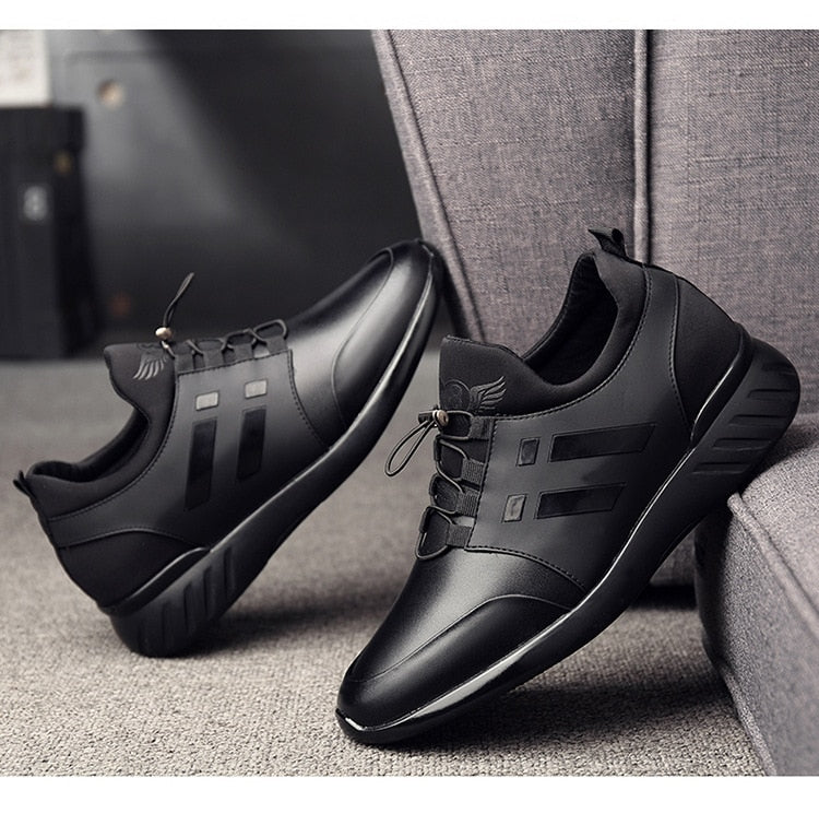 Sapatos ortopédicos masculinos de couro com suporte de arco e amortecimento em gel