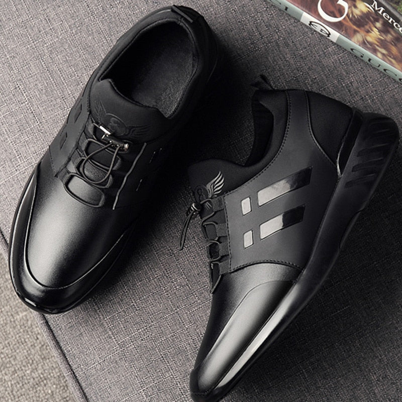 Sapatos ortopédicos masculinos de couro com suporte de arco e amortecimento em gel