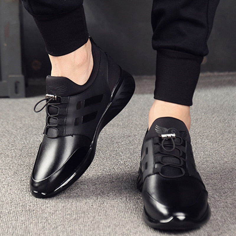 Sapatos ortopédicos masculinos de couro com suporte de arco e amortecimento em gel