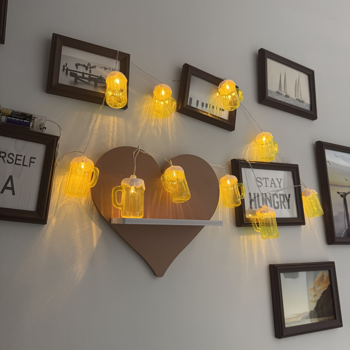 Guirlanda LED canecas de cerveja decoração Oktoberfest 2025, set de 2, luz quente