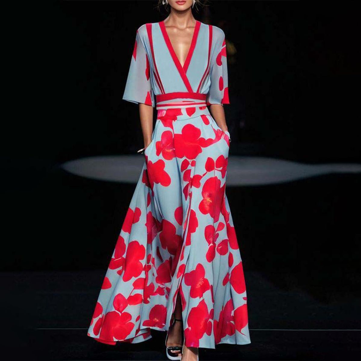 Vestido feminino elegante com mangas, corte lisonjeiro e tecido respirável
