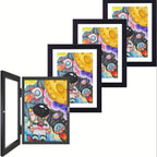 Moldura infantil A4 abertura frontal flip frame para projetos escolares e pinturas, madeira
