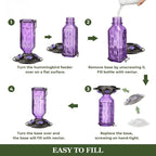 Alimentador de beija-flor de vidro 24oz à prova de vazamento com 6 portas em flor e anti-formigas