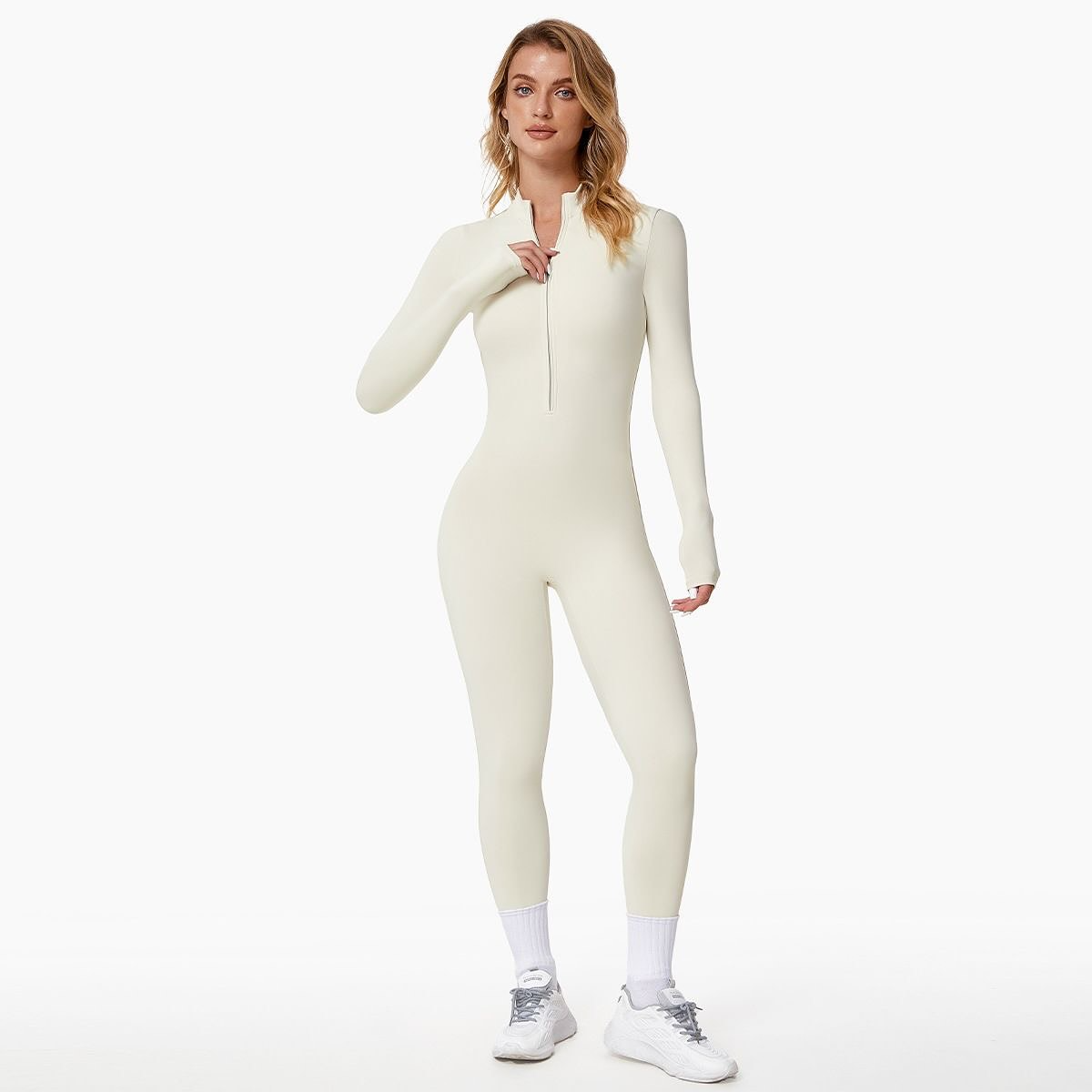 Macacão de inverno feminino com forro fleece e tecido superstretch