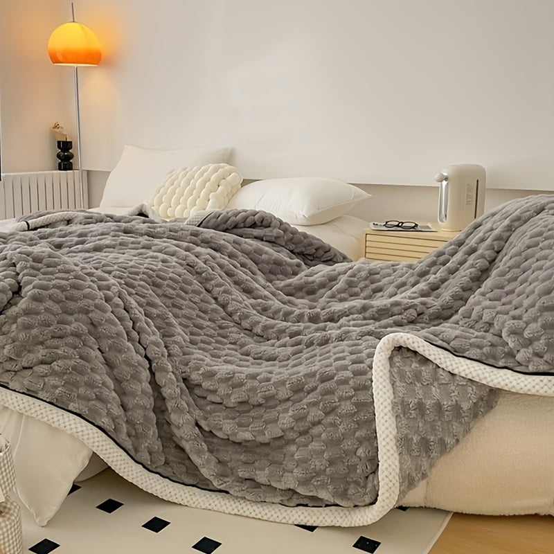 Manta de microfibra suave e leve para sofá, cama e viagem, padrão riscas