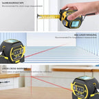 Trena laser 3 em 1 digital infravermelha 40/60M com display e fita de aço manganês