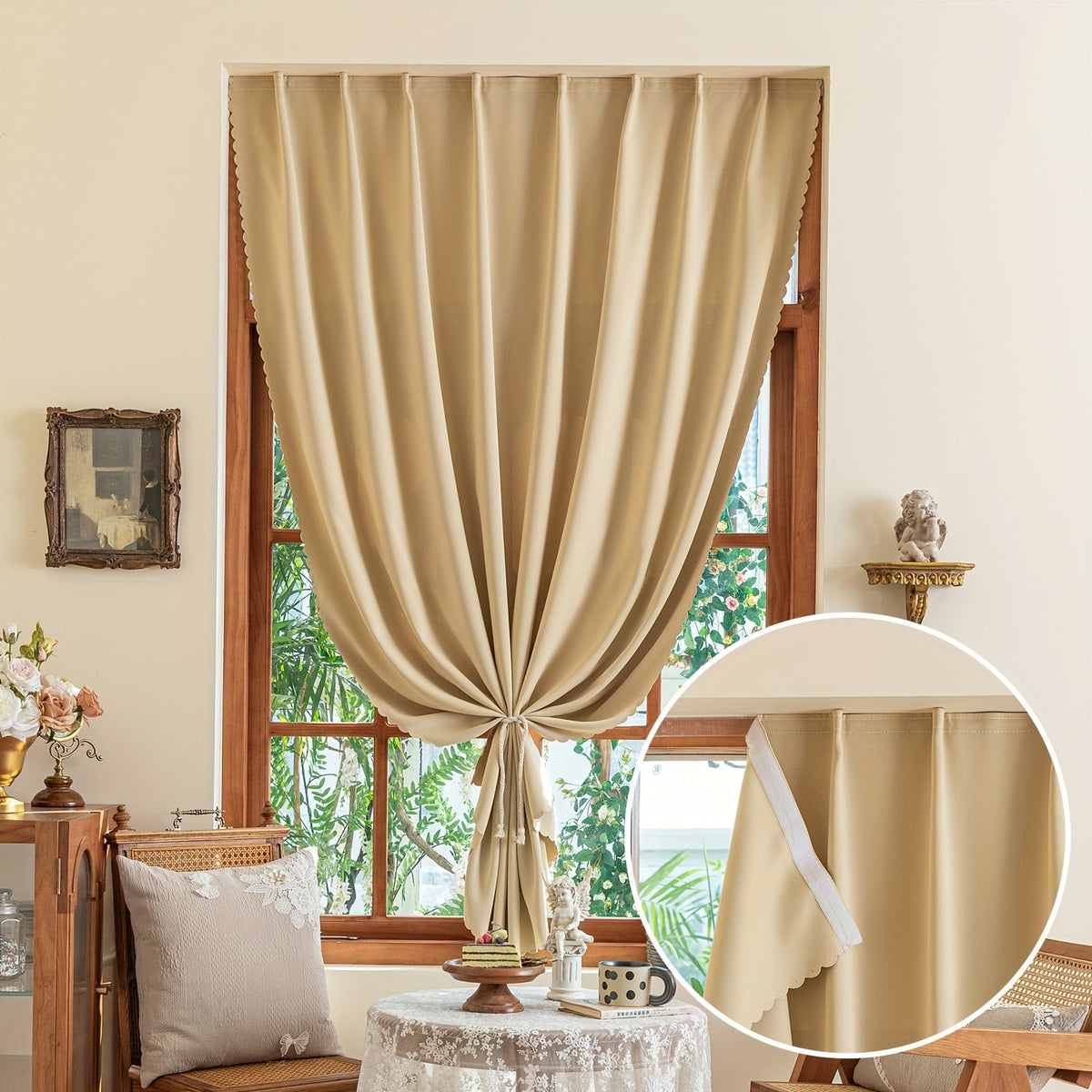 Cortinas blackout autoadesivas com velcro para quarto e sala, poliéster 100%