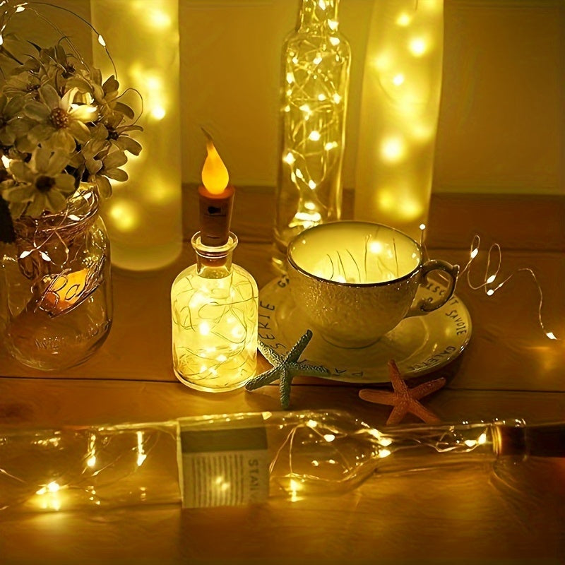 Luzes LED para garrafas a pilhas, decoração de Natal e festas, conjunto 10 peças