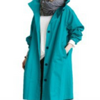 Casaco trench feminino longo com capuz ajustável em vários tons