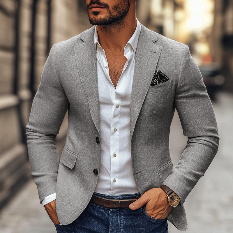 Blazer masculino slim fit dois botões com lapela clássica