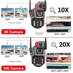 Câmera de segurança WLAN 10K 20MP com zoom ótico 20x e 5 lentes integradas