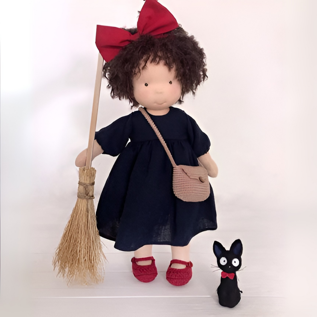 Boneca Waldorf artesanal em algodão e lã natural, suave, para bebés e crianças a partir dos 2 anos