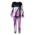Conjunto feminino 2 peças camisola gola redonda e calça comprida casual outono