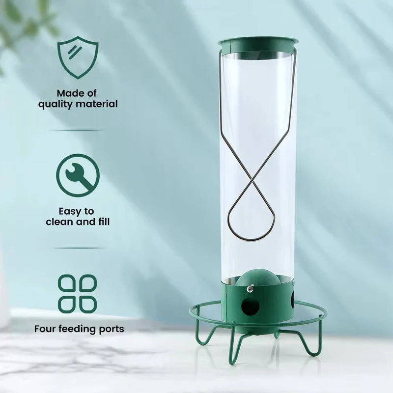Comedouro para pássaros à prova de esquilos com poleiro giratório e metal resistente