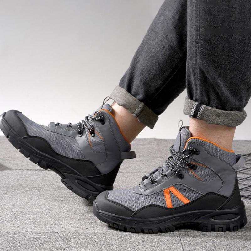 Sapatos de segurança com biqueira de aço e malha respirável antifuros ISO 20345