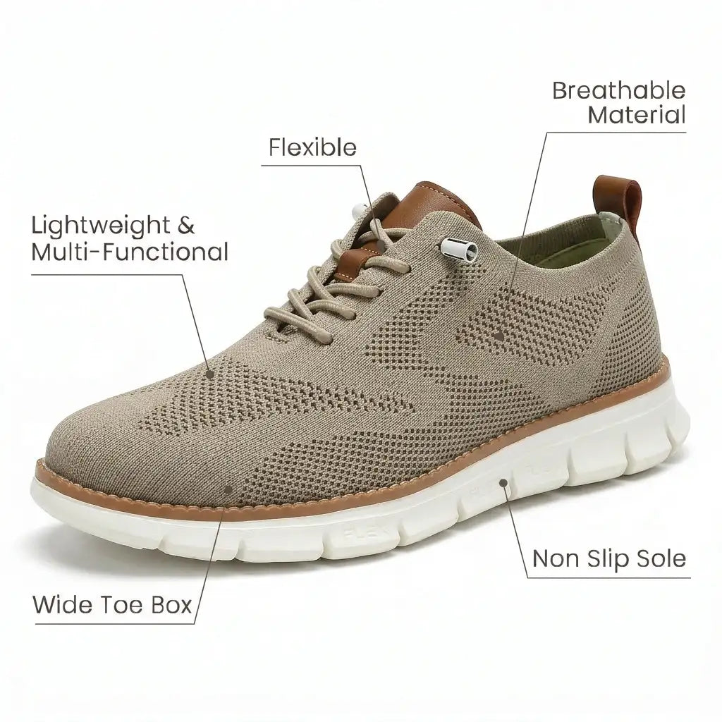 Sapato ortopédico masculino knit derby antiderrapante com suporte de arco