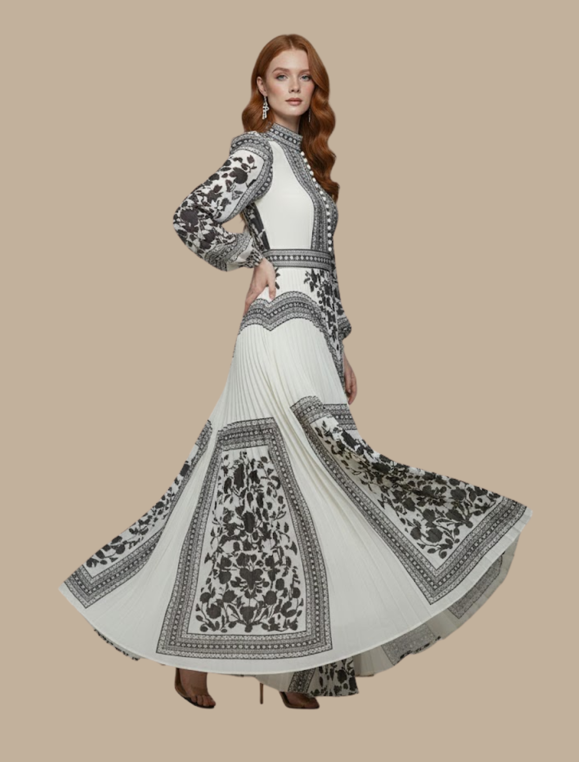 Vestido maxi plissado de festa para mulher comprimento longo elegante