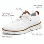 Sapato ortopédico masculino knit derby antiderrapante com suporte de arco